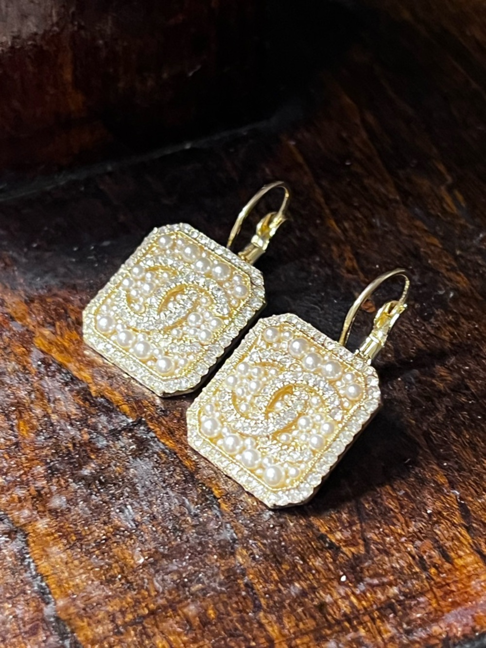Gold Pearl-CC  Drop Earrings